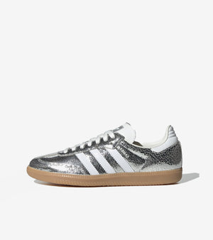 adidas Samba OG Silver Metallic Cracked Leather (Women's) - 35.5